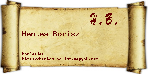 Hentes Borisz névjegykártya